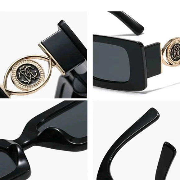 Elegant Black Rectangular Womens Sunglasses - Picture 3 of 6